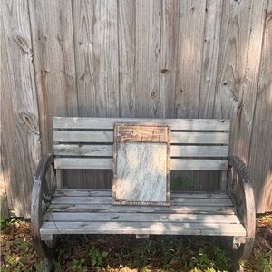 Rustic Wooden Framed Mirror - Distressed Brown Frame - cowhide Jewlery holder
